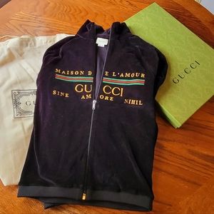 Gucci Embroidered Velour Track Jacket Size 10